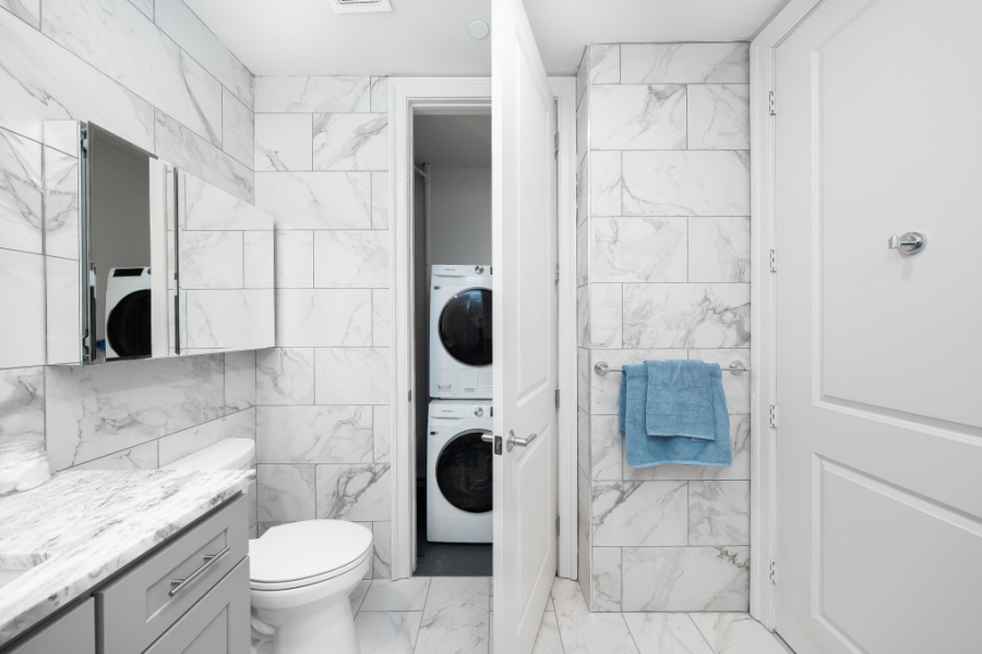 In-unit stackable washer and dryer