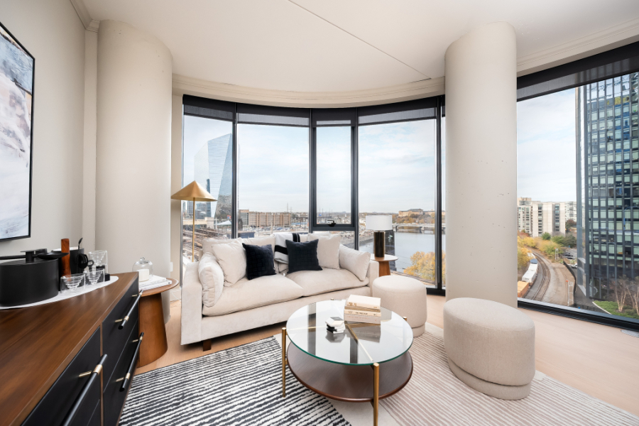 Living room with panoramic floor-to-ceiling windows