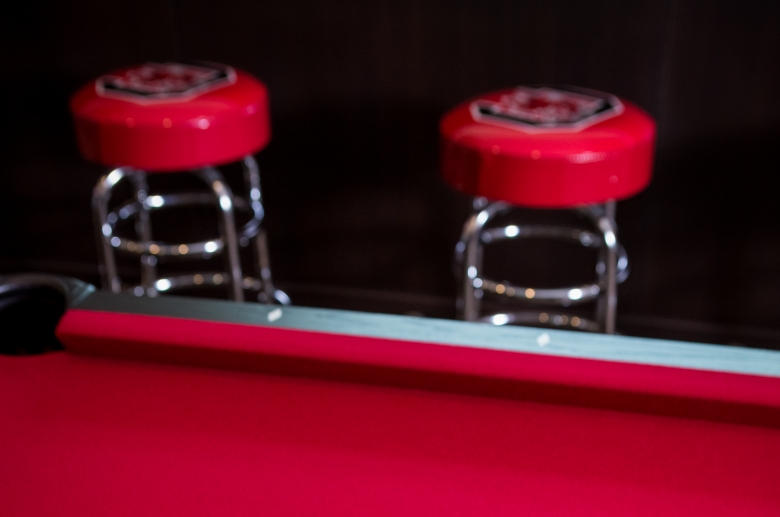 Barstool seating at pool area