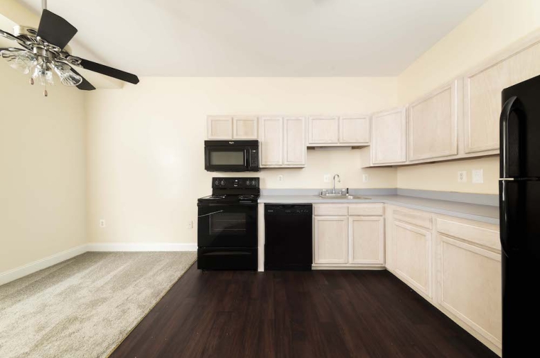 Kitchen with hardwood flooring