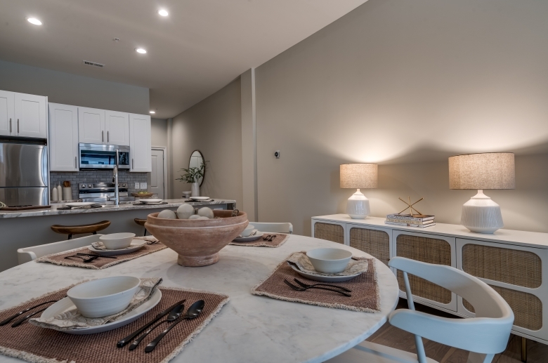Open-concept kitchen and dining space at 1420 Chestnut Street