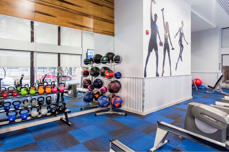 Barringer Residences newly-renovated resident fitness center 