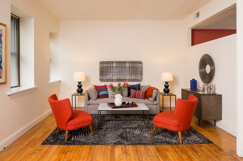 Strouse Adler Living Room contrasting decoration