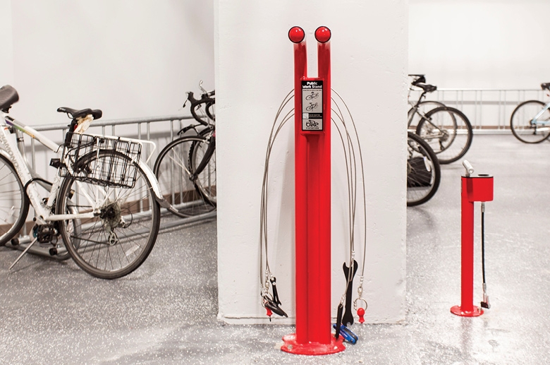 Bicycle pump station at 2040 Market