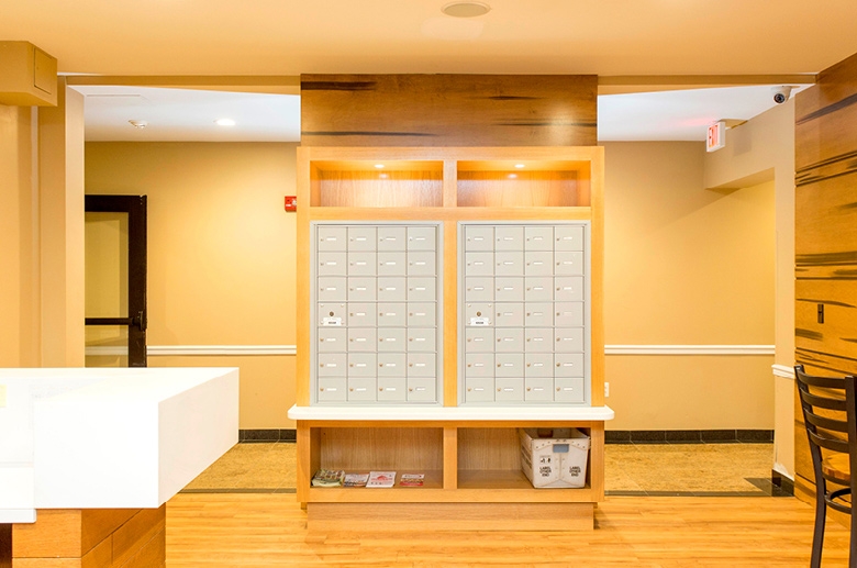 Mailboxes area for package-acceptance service