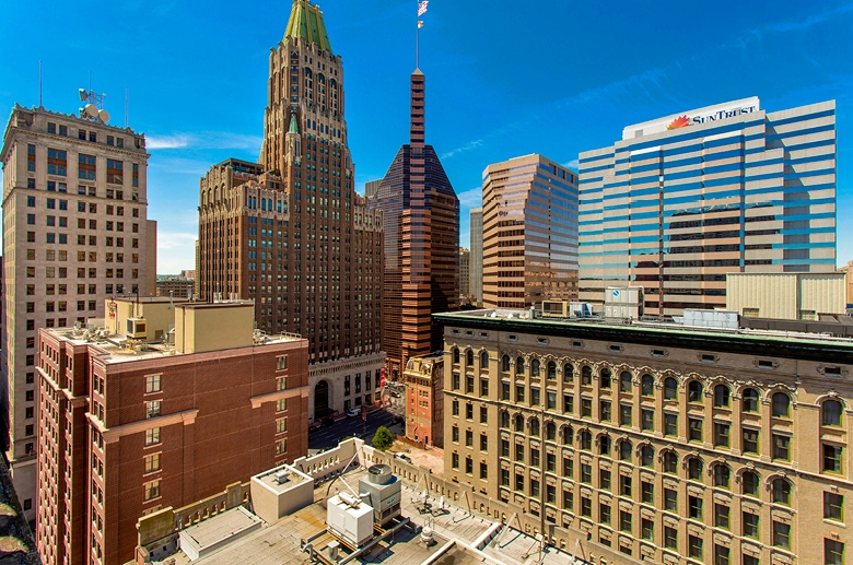 Roof deck views of Baltimore