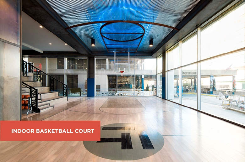 Indoor basketball court at Franklin Tower