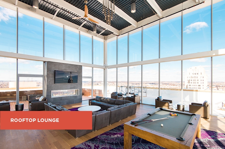 Rooftop lounge at Franklin Tower