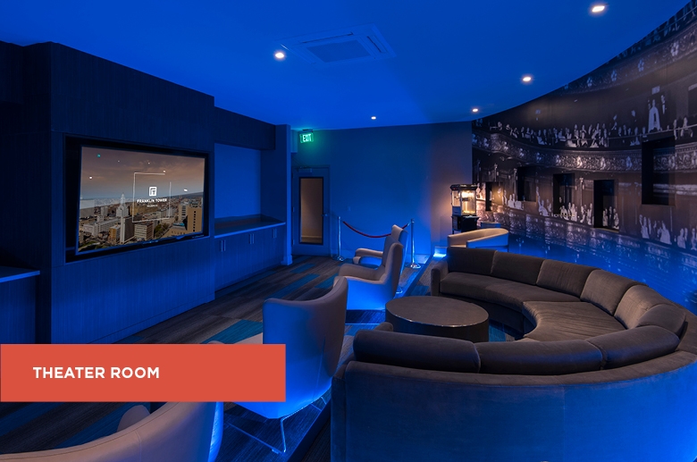 Theater room at Franklin Tower
