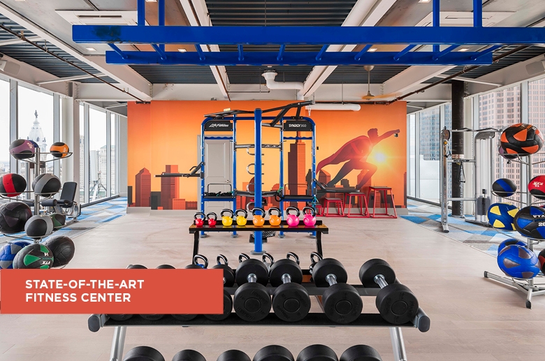 Free weights at Franklin Tower