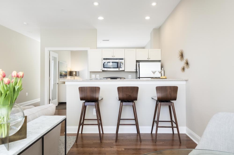 Breakfast bar with granite countertop