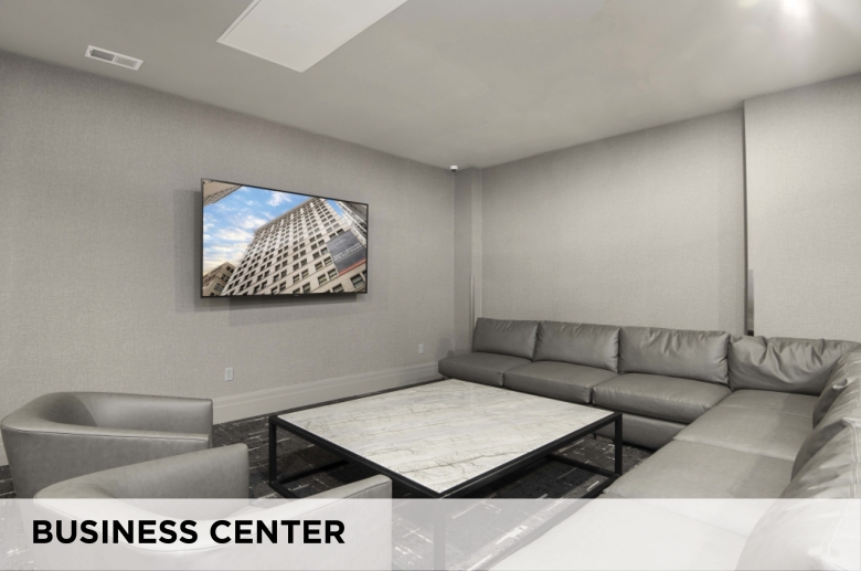 The resident business center at Eight West Third Apartments