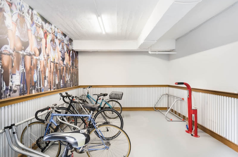 Bike room with track pump