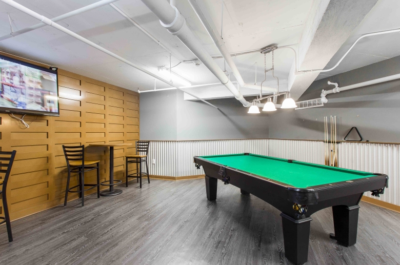 Parkway House resident lounge with billiards table