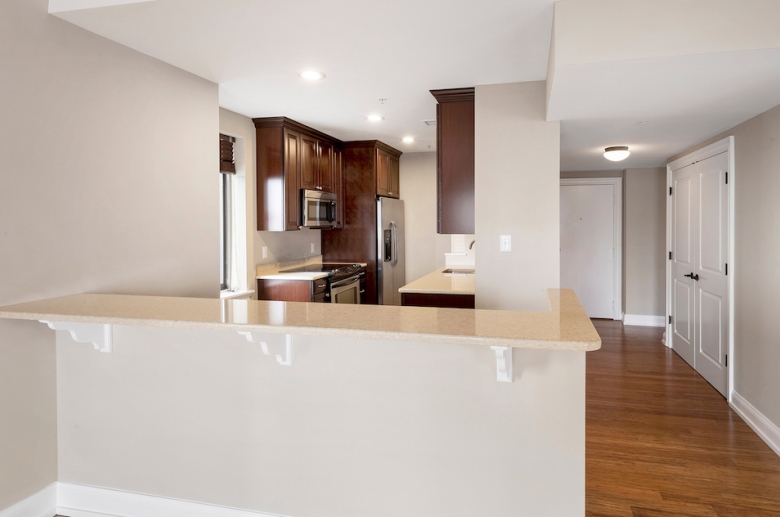 Breakfast bar with granite countertop