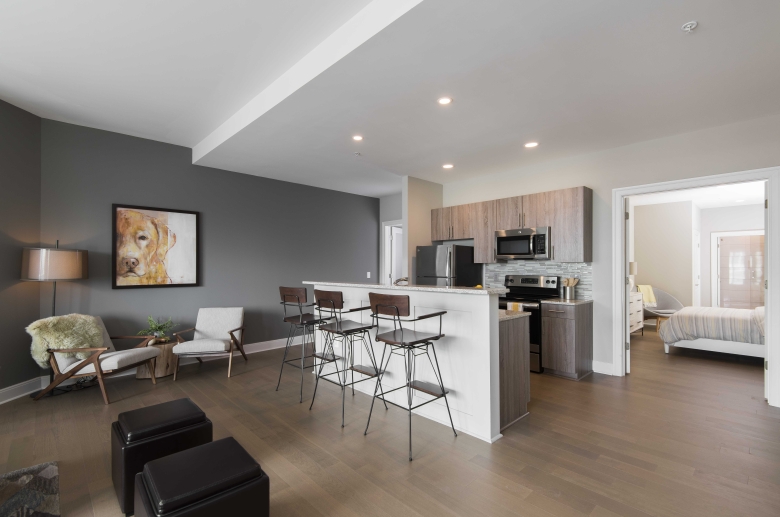 Eating area featuring overhead recessed lighting