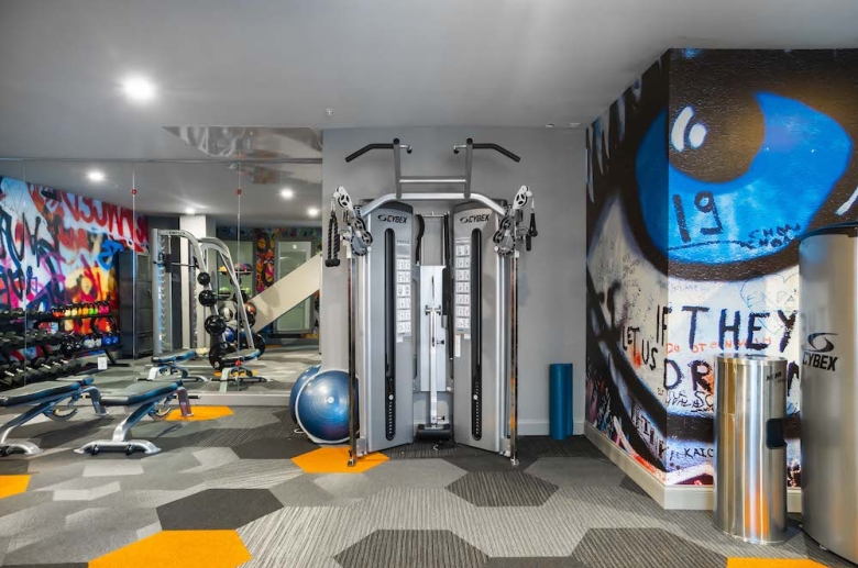 Strength training equipment at Franklin Tower