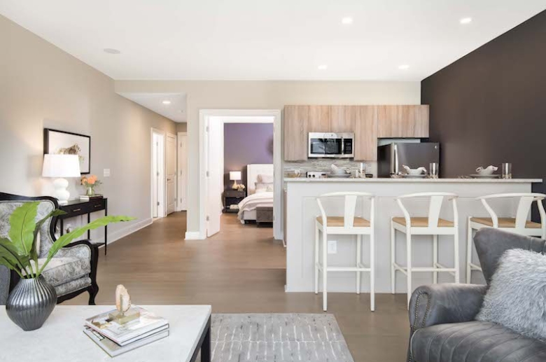 Franklin Tower open concept kitchen and dining areas