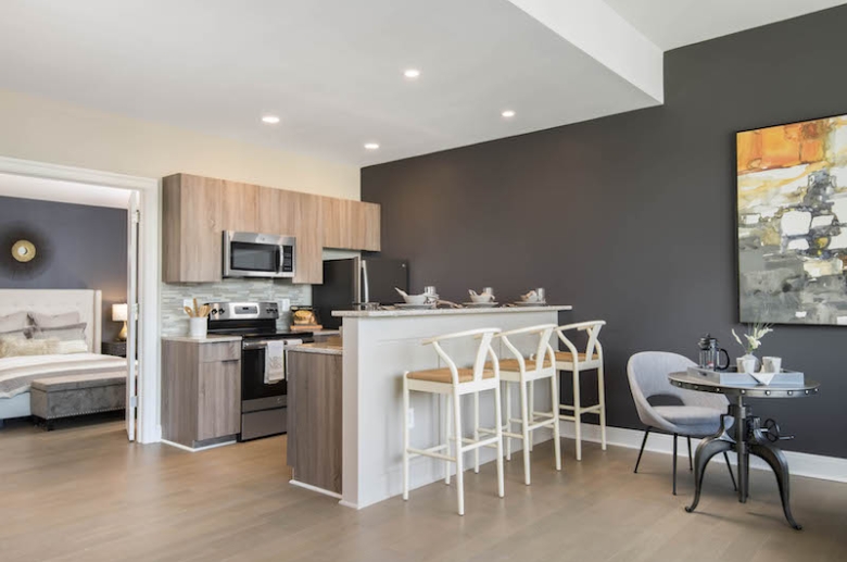 Combined kitchen and dining space