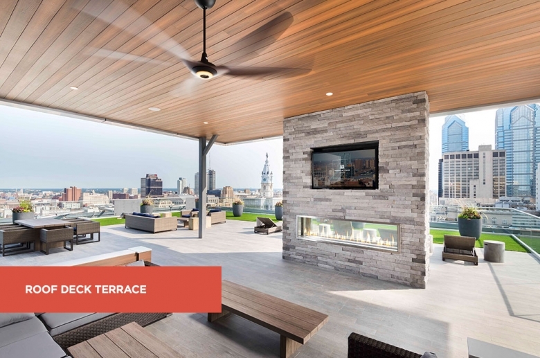 Roof deck terrace at Franklin Tower