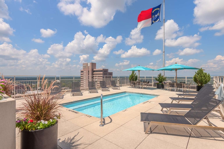 Rooftop cabana with wet bar