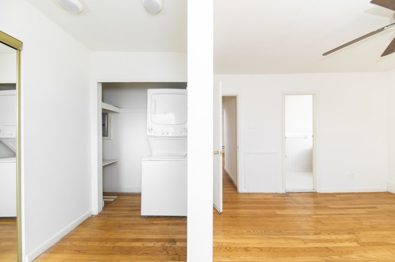 In-storage room with stackable washer and dryer unit