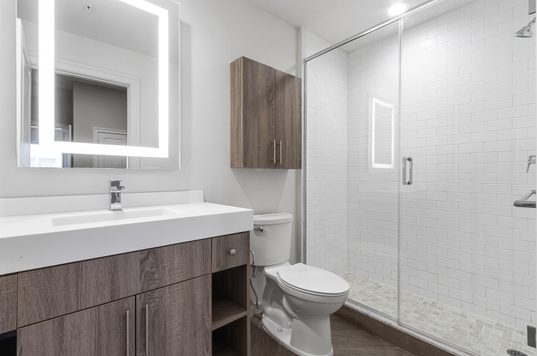 1300 Chestnut Street modern bathroom with unique wooden details