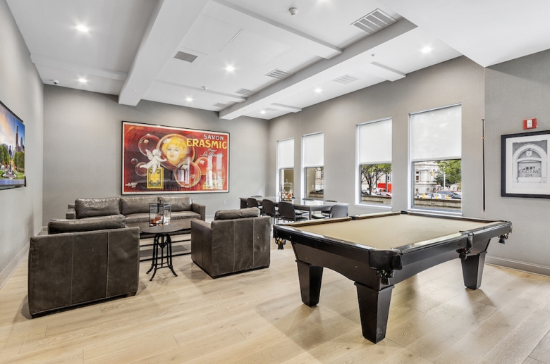 Resident club room with billiards