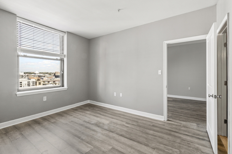 Bedroom with city views