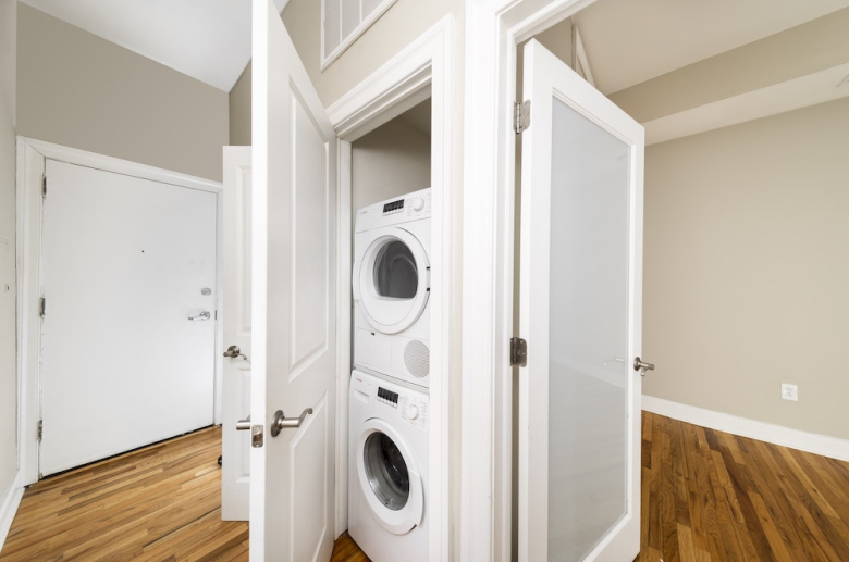 Stackable washer and dryer unit