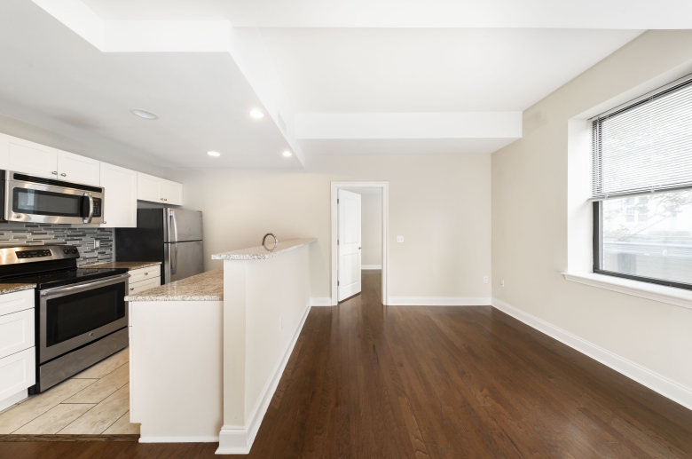 Kitchen and dining area with natural light