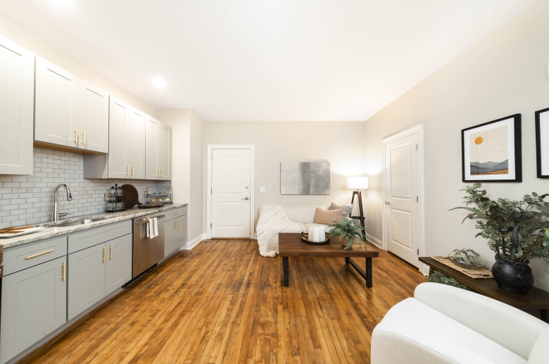 Open kitchen and living room