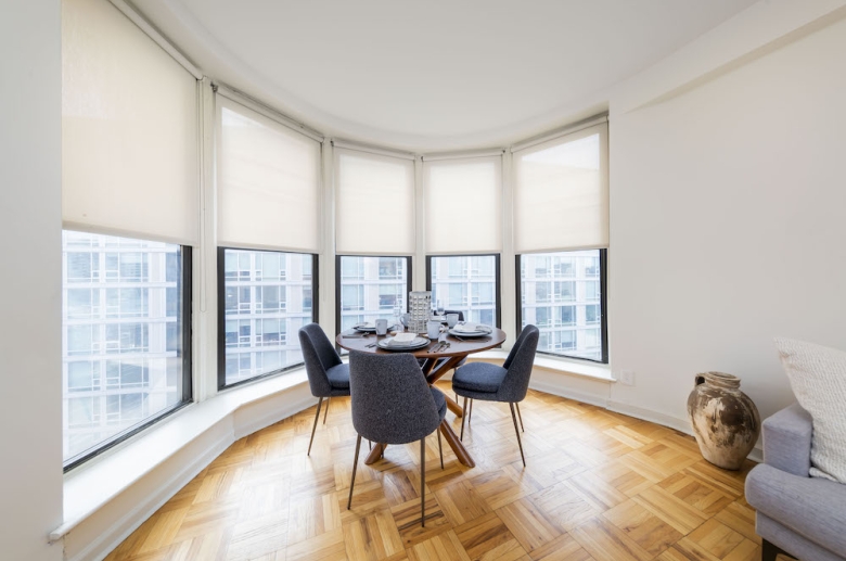 Dining area with city view