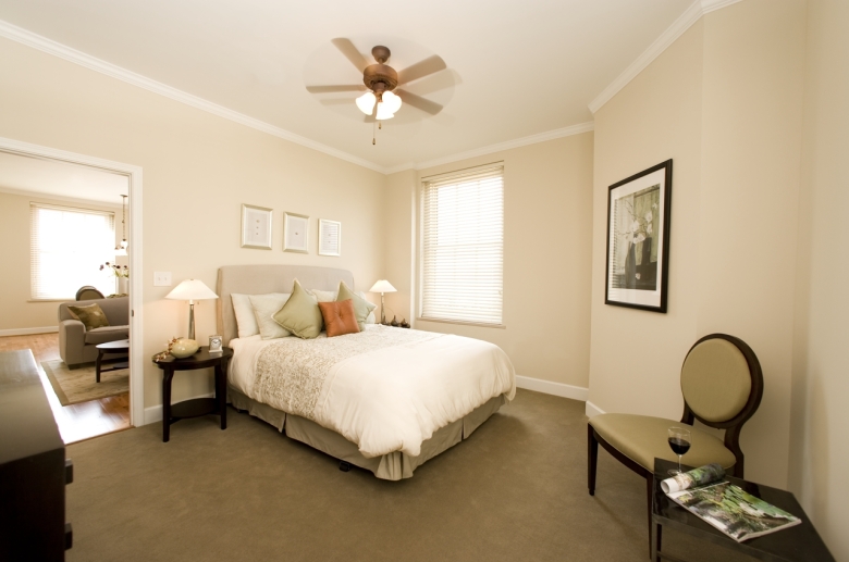 Bedroom with wall to wall carpeting