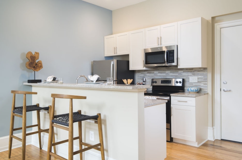 Breakfast bar with granite countertops