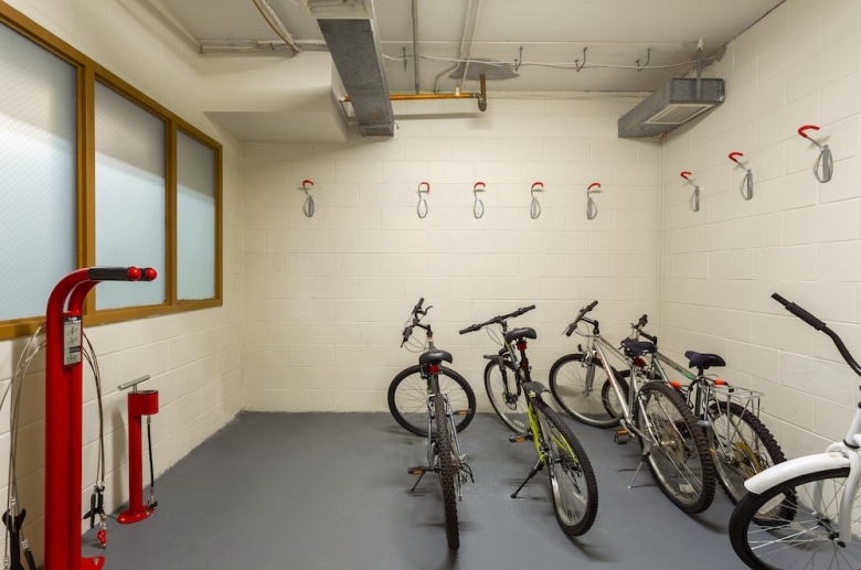 Bike room at University Apartments