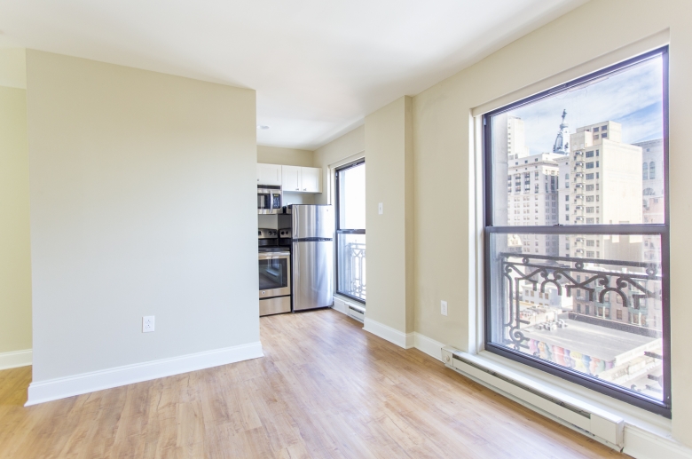 Hardwood floors carry through each unit