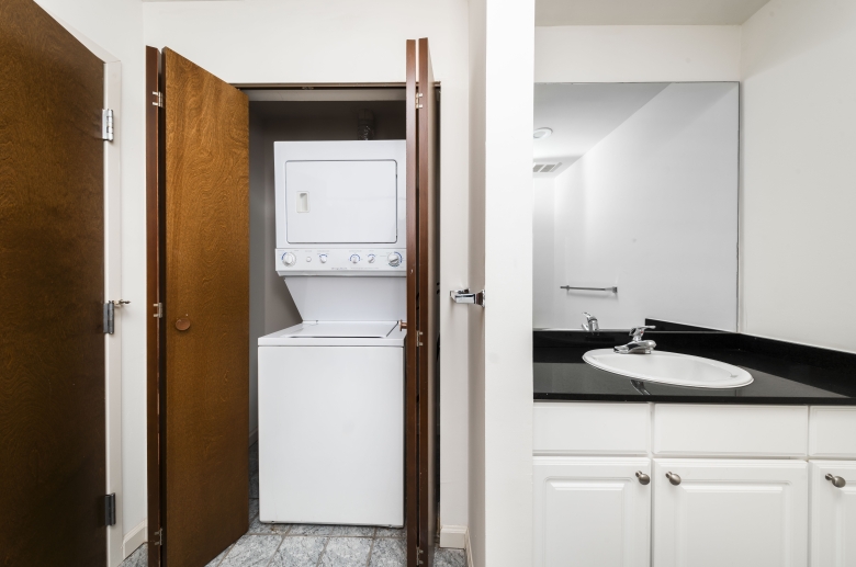 In-unit stackable washer and dryer at Warehouse Apartments