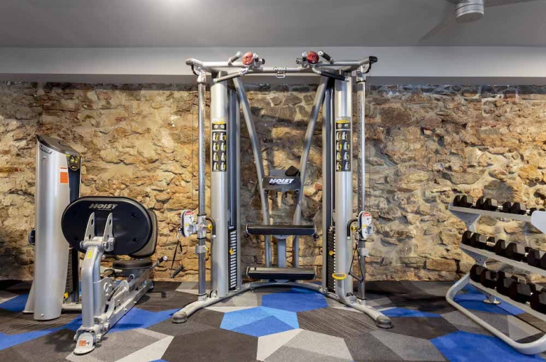 Waterfront Apartments' strength training equipment