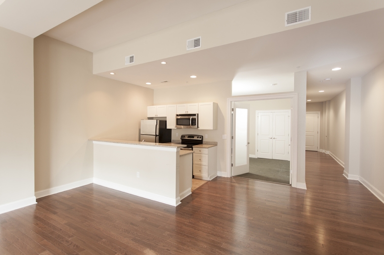 Combined kitchen and dining space