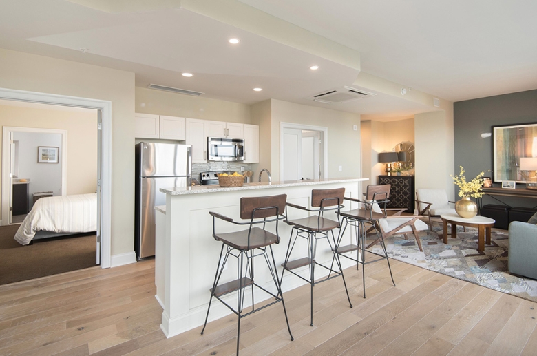 One Water Street under-mounted sinks and breakfast bar
