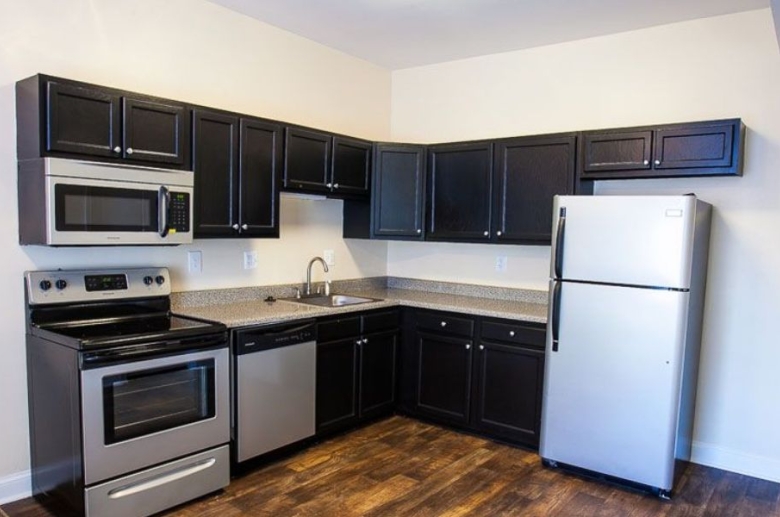 Modern kitchen with stainless steel appliances