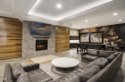 The Warehouse Apartments lounge with gas fireplace