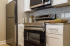 Kitchen with stainless steel appliances