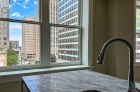 Granite counter with window overlooking the city